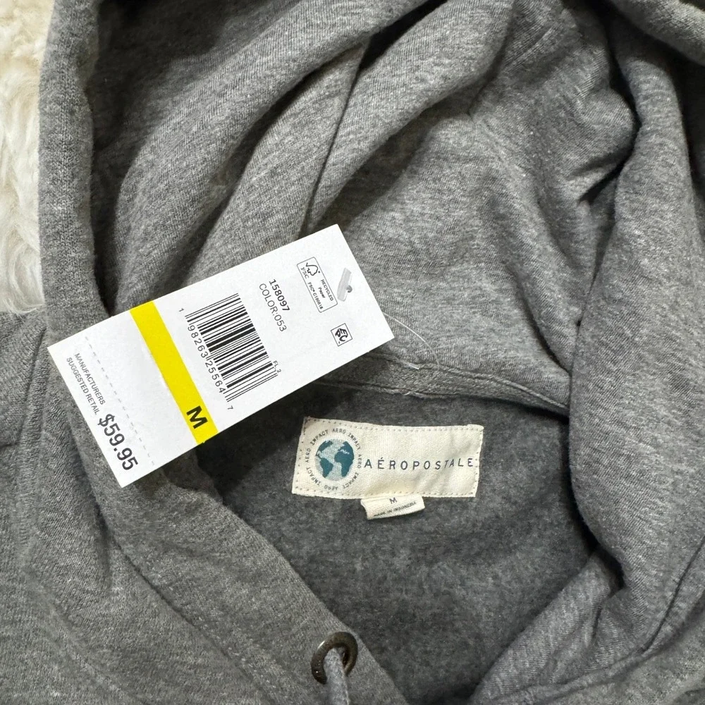 Aeropostale 87 Hoodie M NWT Gray Varsity Collegiate Y2K Back to School